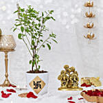 Tulsi Plant With Laxmi Ganesha Idol