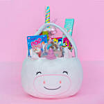 هدايا أطفال - حلويات كاندي ليشيوس في سلة يونيكورن