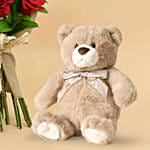 Valentine 12 Roses Bouquet With Teddy