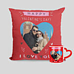 كومبو عيد الحب | وسادة و مج شكل قلب أحمر