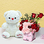Valentines Flowers and Teddy