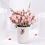 Valentines Pink Spray Roses in a Vase
