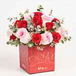 Valentines Special Red and Pink Roses in Vase
