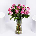 Vase Of 12 Mystic Purple Roses