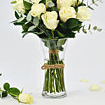 Vase Of Elegant 18 White Roses