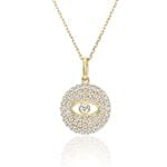 Vega Pave Diamond Evil Eye Necklace With Italian Anchor Chain