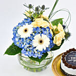 Vintage Dude Birthday Cake and Flowers