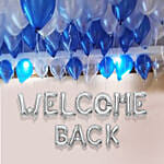 Welcome back Blue and Silver Balloon Decor
