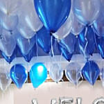 Welcome back Blue and Silver Balloon Decor