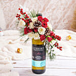 White Chardonnay Non Alcocolic With Flowers