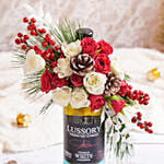 White Chardonnay Non Alcocolic With Flowers