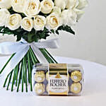 White Roses Bunch and Ferrero Rocher