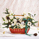 White Wineter Flowers Basket