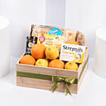 صينية خشبية هدية للمريض تحتوي على عسل وشاي الليمون والزنجبيل