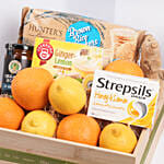 صينية خشبية هدية للمريض تحتوي على عسل وشاي الليمون والزنجبيل