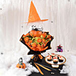 Witch Hat Halloween Flowers Bouquet With Blood Cupcakes