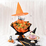 Witch Hat Halloween Flowers Bouquet With Hat Cake