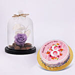 Womens Day Chocolate Cake with Purple Forever Rose Combo