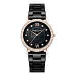 Womens Kenneth Cole New York Crystalized Black Mother Of Pearl Watch