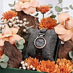 Womens Kenneth Cole New York Crystalized Black Mother Of Pearl Watch