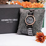 Womens Kenneth Cole New York Crystalized Black Mother Of Pearl Watch
