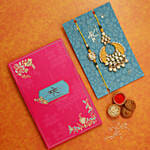 Yellow Pearl Crescent Shaped Lumba Rakhi Set