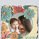 إطار صورة شخصية بتصميم ورود منوعة على حجر أسود