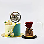 Your Special Birthday Celebration Vanilla Cake with Personalised Forever Rose