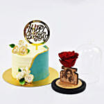 Your Special Birthday Celebration Vanilla Cake with Personalised Forever Rose