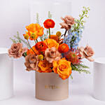 Sunset Ranunculus And Rose Floral Box Gift