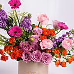 Vibrant Sunset Mix Floral Box Arrangement