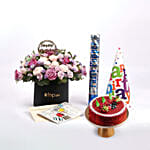 Birthday Flower Box with Red Velvet Cake