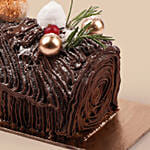 Christmas Decorated Yule Log Cake