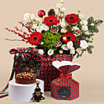Festive Floral And Cake Gift Set
