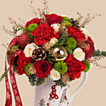 Classic Christmas Red And Green Floral Jug