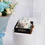 Blue Serenity Blooms with Chocolate Cake