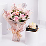 Pink Elegance Flowers with Chocolate Cake