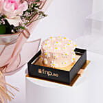 Pink Elegance Flowers with Chocolate Cake