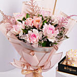 Pink Elegance Flowers with Chocolate Cake
