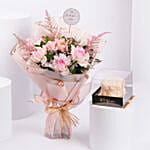 Pink Elegance Flowers with Chocolate Cake