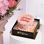 Sweet Pink Roses with Red Velvet Cake