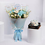 Blue Serenity Blooms with Chocolate Cake
