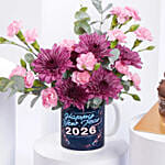 New Year Flower Mug And Mono Cake