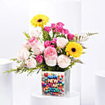 Colorful New Year Flowers Vase