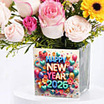 Colorful New Year Flowers Vase
