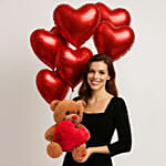 عناق دبدوب قلب وبالونات حمراء