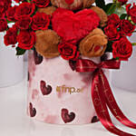 Valentines Red Rose Floral Box with Teddy Bear