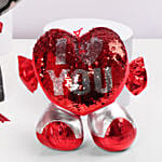 Valentines Classic Red Roses with I Love You Cushion
