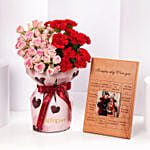 Valentines Floral Gift with Wooden Message Frame