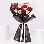 Valentine Red And Pink Roses Bouquet
